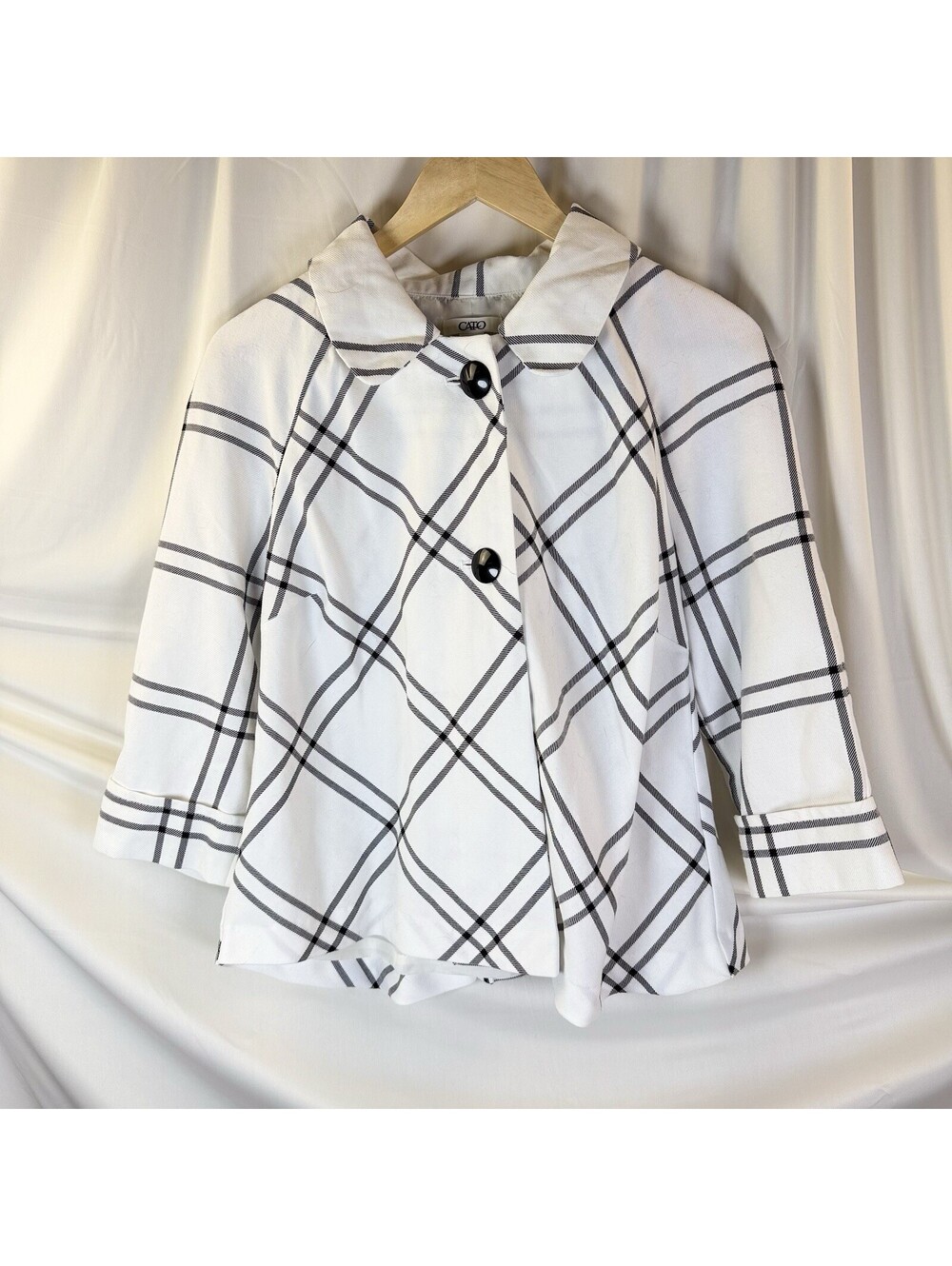 Women's Cato Est. 1946 Jacket 2 Button Swing White Black Classic Large Business